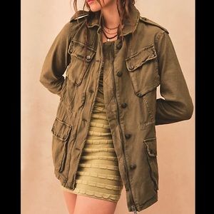 Free People Utility Military Green Jacket